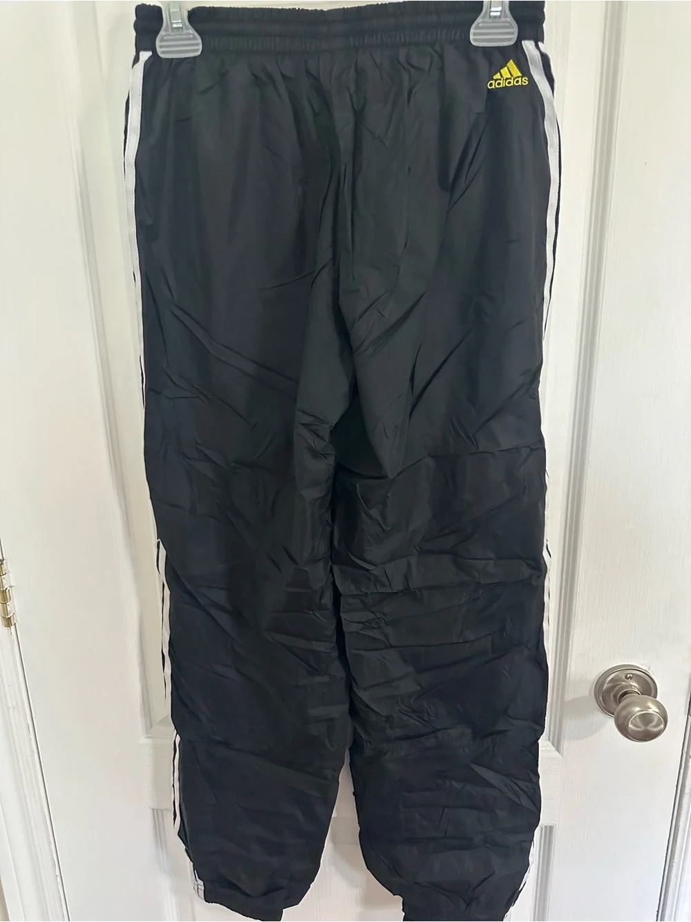 adidas Black Joggers with Yellow Logo and White Stripes - Picture 2 of 2